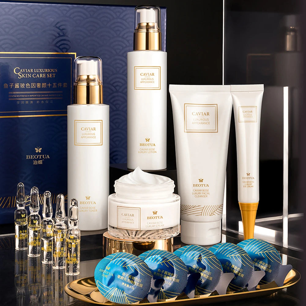 Ensemble de soins de la peau du visage, sérum pour le visage, à base d'essence de caviar